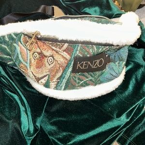 KENZO tiger print tapestry faux shearling belt bag